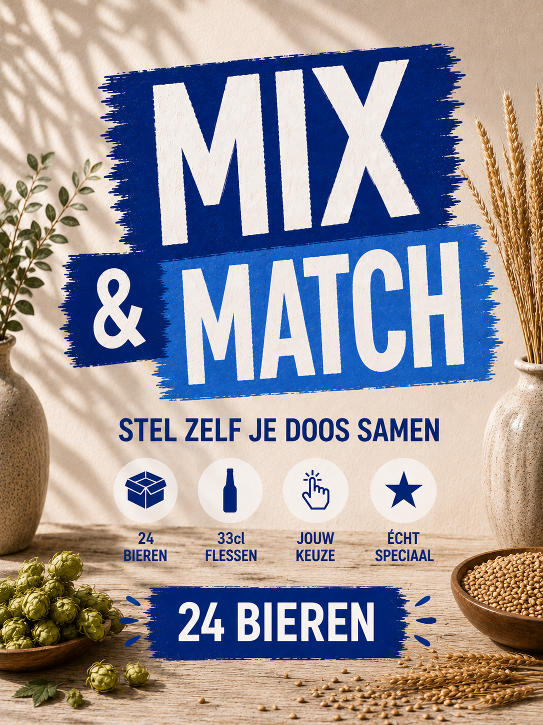 <b>Mix & Match</b><br />je eigen doos met <br />24 x 33cl